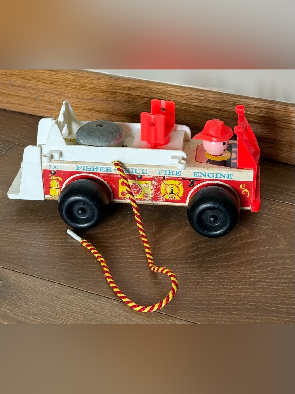 Vintage 1968 Fisher-Price Fire Engine Toy #720